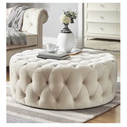 Round Velvet Ottoman - Modern and Luxurious