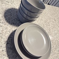 Grey plates & Bowls