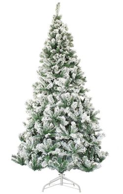 Perfect Holiday 7' Snow Flocked Christmas Tree | 750 Tips, Dia 42" | Includes Metal Stand