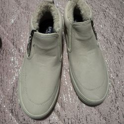 Womens Size 7 Sperry Ankle Boots Faux Fur  Crest Lug Side Zip Sneaker Ivory 