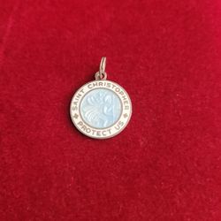 Vintage 1960s Sterling Silver St Christopher Pendant Medallion 3/4" F8 