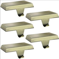 Palonu 4 Pcs Christmas Bronze Stocking Holders, Heavy Duty Mantle Hangers With Non-Slip Pad, Weighted Stocking Hooks Christmas Ornaments For Xmas Holi