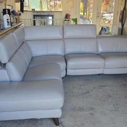 Beautiful Elegant Upscale Luxury Next Level Plush Soft Italian Leather All Electric Powered Sectional Sofa With Power Footrest And Power Headrest