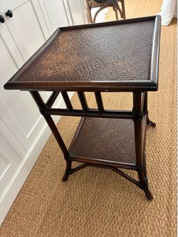 Pottery Barn classic rattan and bamboo bedside table