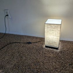 2 Wood Table Lamp - Solid Fabric Shade Bedside Desk Lamps for Bedroom, Living Room, Study (Square)