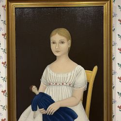 Folk Art by S. Slyman Print 1969 Frame made in Sweden from Grumbaugher NY Susan Slyman folk artist 21 x 26.5 Smoke free household