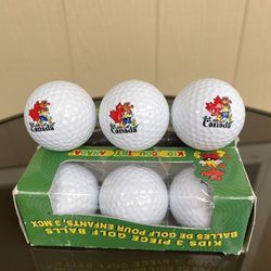 Pre-Owned Kids 3 piece Golf Balls Kids Country Canada Total 6 Golf Balls