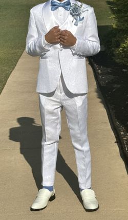 Boys 3-Piece Jacquard Suit, Shoes, And Accessories 