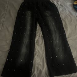 Rhinestone sweats pants Size S