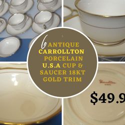8 Pieces Carrollton: 6 Cups with Saucer and 3 littles plates.
