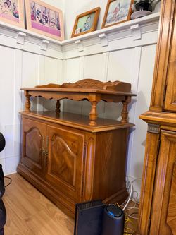Wooden Sideboard Buffet with Upper Shelf