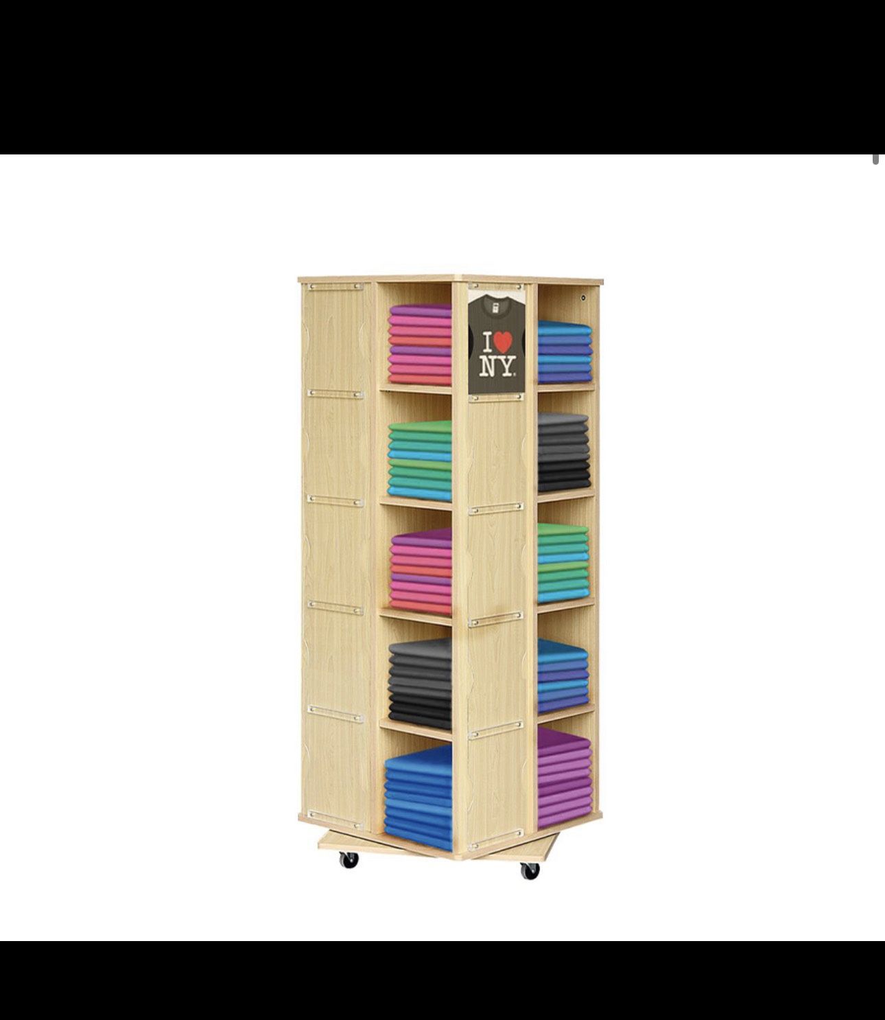 T-SHIRT DISPLAY W/CASTERS – MAPLE