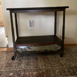 Distressed rolling side table