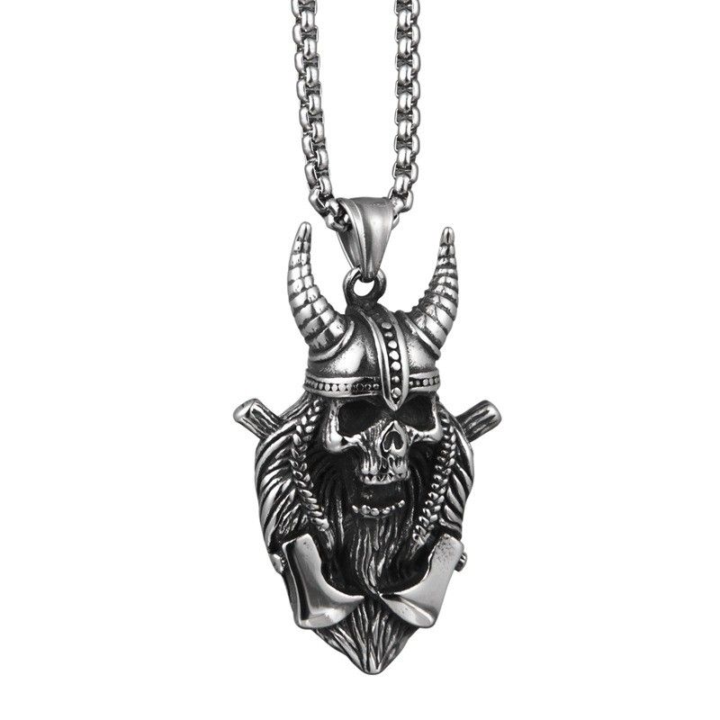"Nightclub bar hip-hop rock trendy warrior skull stainless steel necklace, BL210