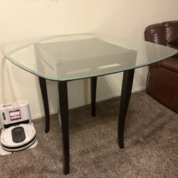 Glass Dining Table With Maple wood Stand