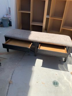 Bench with two storage drawers
