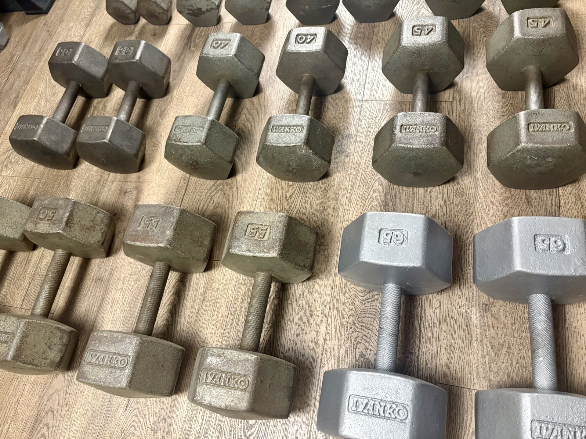 Vintage Set Of IVANKO Hex Dumbbells  5s To 65s [4 A Collector / Vintage Lover]
