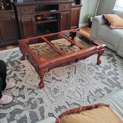 Coffee and 2 End Tables With Glass Tops