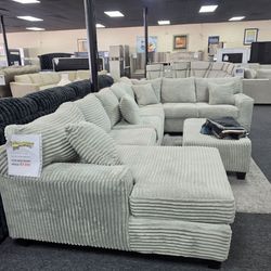 Large Gray or Black Corduroy Sectional Sofa 🚚WE DELIVER🚚