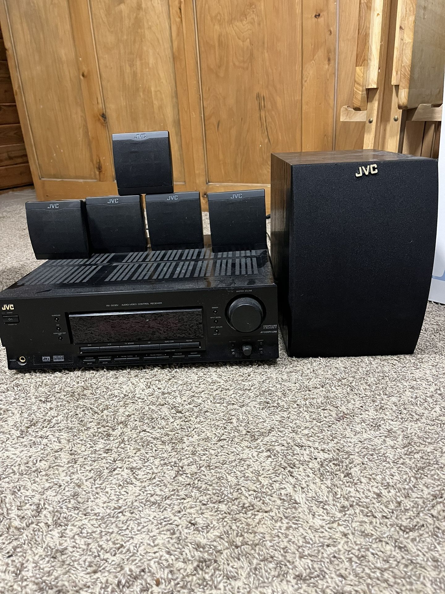 JVC Surround Sound RX-5030VBK Receiver, Speakers and Sub