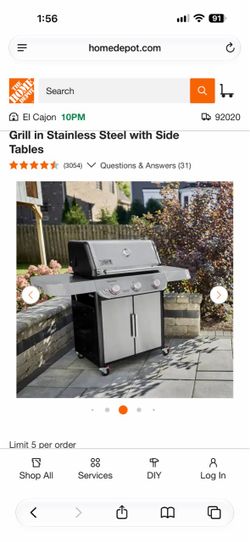 Genesis S-315 3-Burner Natural Gas Grill in Stainless Steel with Side Tables