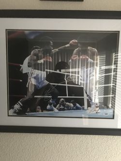 Sugar Ray Leonard and Roberto Duran autographed picture and frame