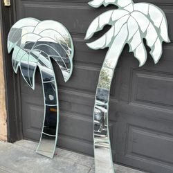Vintage Aqua Green Palm Tree mirror  - Pair