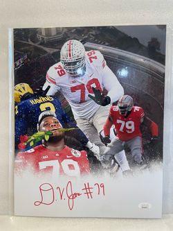 Dawand Jones Signed Autographed Ohio State Buckeyes 11x14 Photo With JSA COA