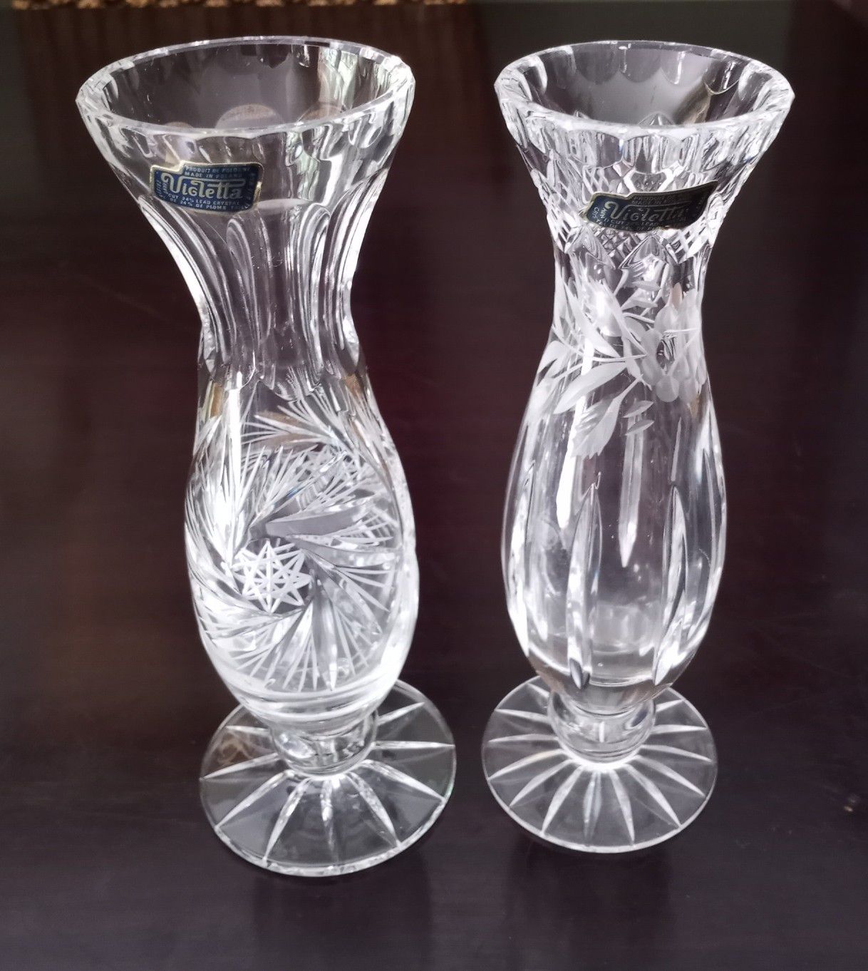 Crystal flower bud vases- Violetta Poland
