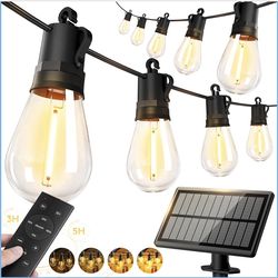 50ft-Solar Powered Lights Outdoor String Lights
