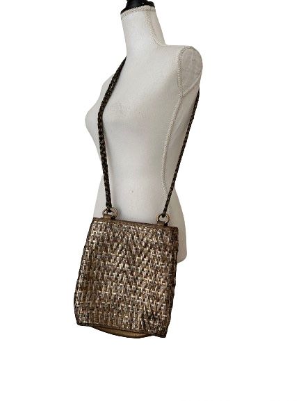 L.J.S Collection Woman’s Crossbody Small Leather Woven Purse.