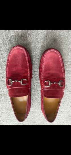 Gucci Horsebit Driving Loafers Red Suede Men’s 8.5 / US 9.5 Authentic