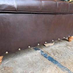 Brown Faux Leather Ottoman With Storage