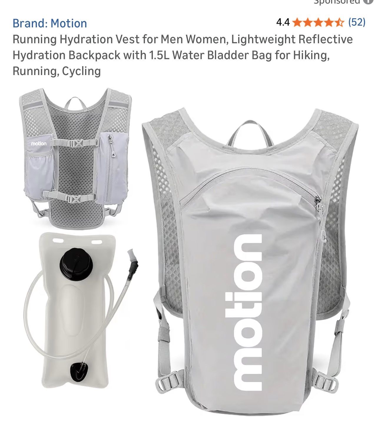 Running Hydration Vest, Backpack With 1.5L Water Bladder Bag