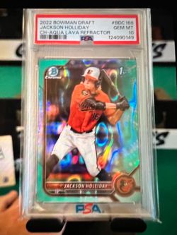 2022 Bowman Draft Jackson Holiday 1st Bowman Aqua Lava Psa 10 Baltimore Orioles