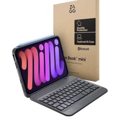 ZAGG Slim Book mini iPad mini (A17 Pro)/ (Gen 6) Keyboard Case – Bluetooth Detachable Keyboard & Protective Case Combo, Slim, Compact, Magnetic Hinge,
