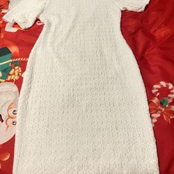 Beautiful White Short Sleeved Dress Size M, New