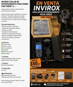 🔥 ¡Como nuevo! Collar de entrenamiento INVIROX para perro – Alcance de 1100 yardas 🐕  Se encuentra en excelentes condiciones y funciona al 100%. Inc
