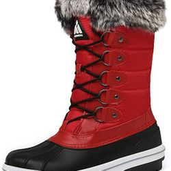 Women's Mid Calf Winter Snow Boots Waterproof Outdoor Cold Weather Insulated Boot Warm Lined Non Slip