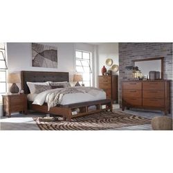 Ashley Furniture Queen Bedroom Set Dark Wood Lower Profile Bed - $300 (West Hills)