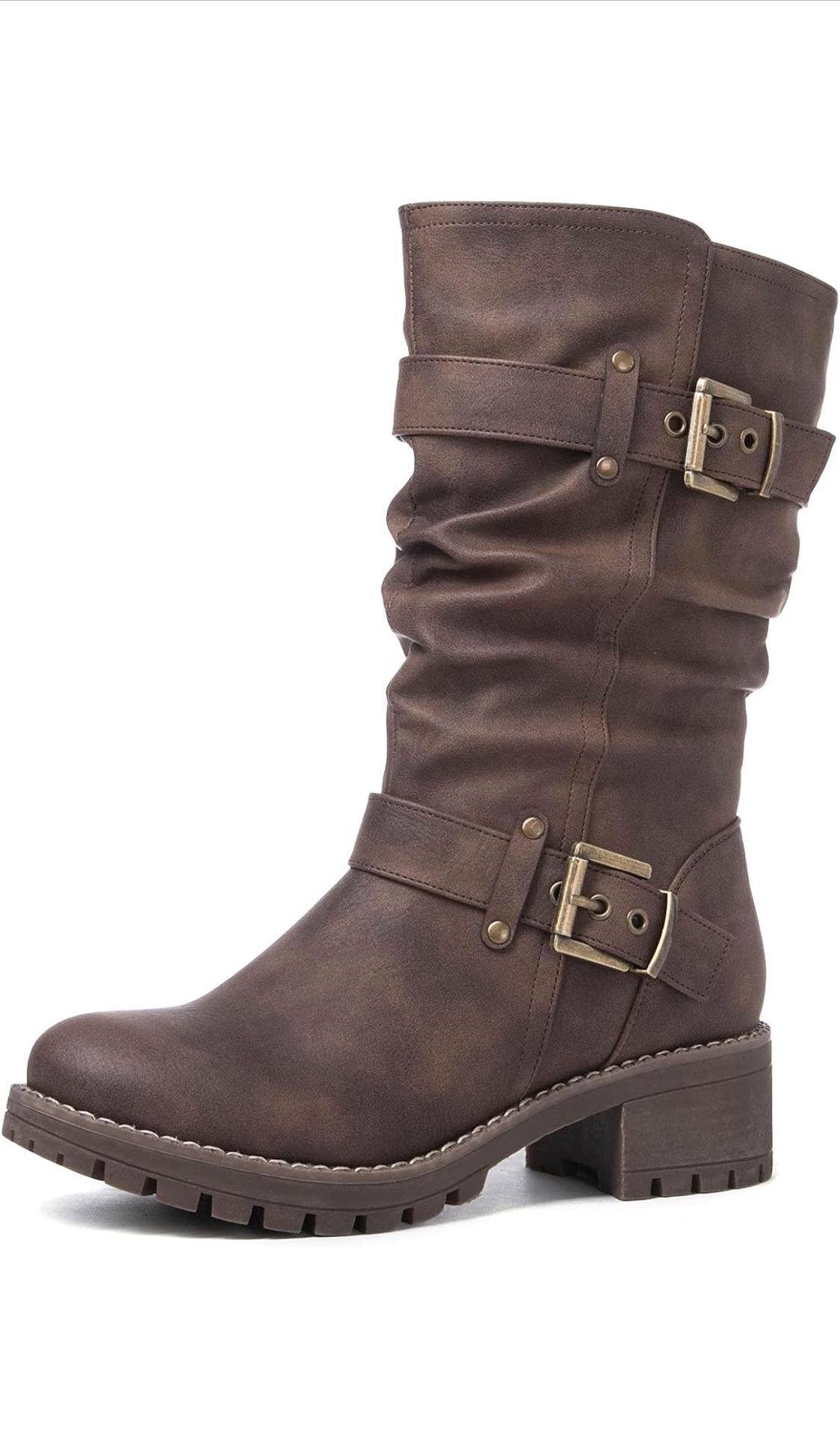 New Women’s Size 10 GLOBALWIN Women's Mid Calf Dress Boots Biker Motorcycle Riding Boots Women For Women