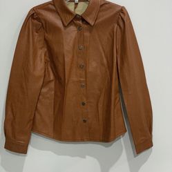 Haute Monde brown leather jacket/shirt