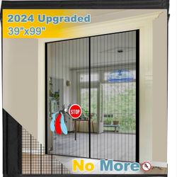 Magnetic Screen Door for Sliding Doors Heavy Duty: Fits Door Size 36"x 98" - Screen Size 39"x 99" - Self Magnetic Closure Screen Door Mesh