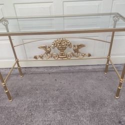 GOLD CONSOLE TABLE, ENTRY TABLE OR SOFA TABLE