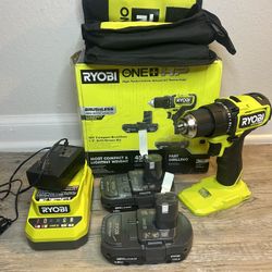 RYOBI ONE+ HP 18V Brushless Cordless Compact 1/2in. Drill/Driver Kit with (2) 1.5 Ah Batteries and Charger 