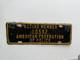 Collectible Vintage American Federation of Police Active Member Plate