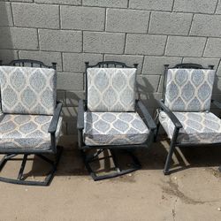 Set of 6 Heavy-Duty Cast Aluminum Swivel Rocker Patio Chairs
