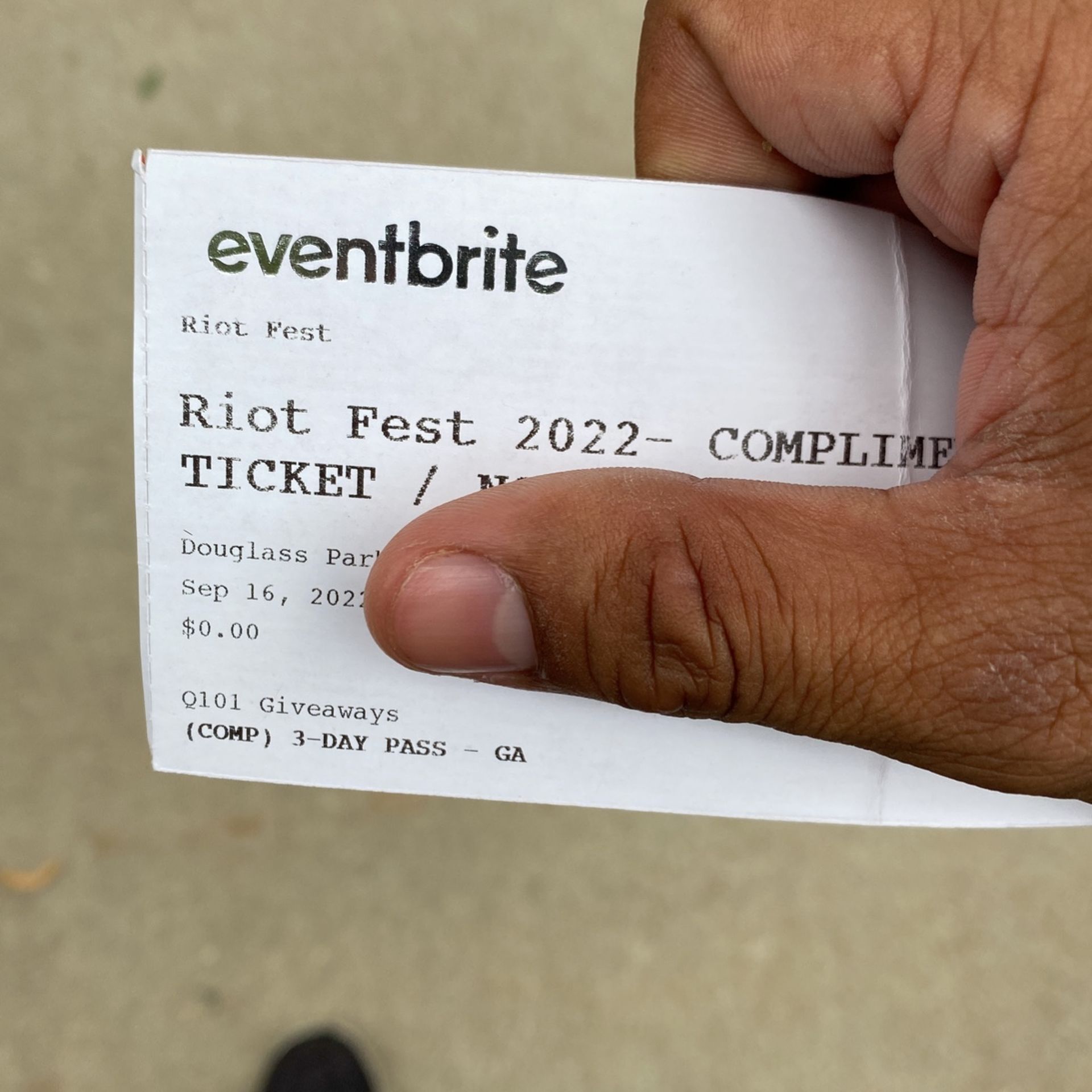 Riot Fest 3-Day Pass Meet In Person!!!