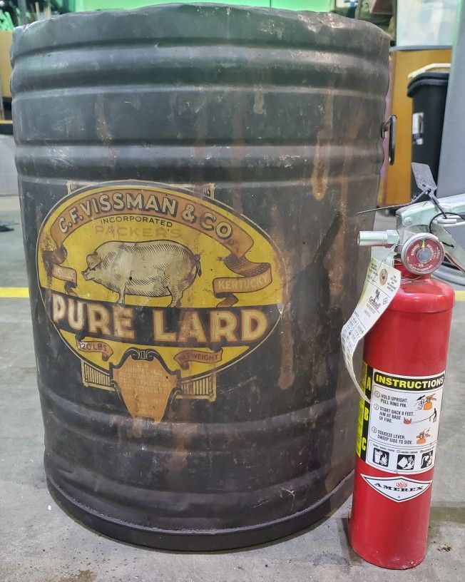 Vintage Advertising C.F. VISSMAN & CO. PURE LARD 120lb TIN BUCKET CAN Louisville, KY