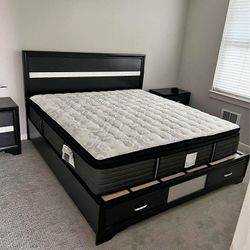 NEW🎯$10 DOWN PAYMENT FİNANCE ▪️▪️Miranda California King 2 Drawers Storage Bed Black